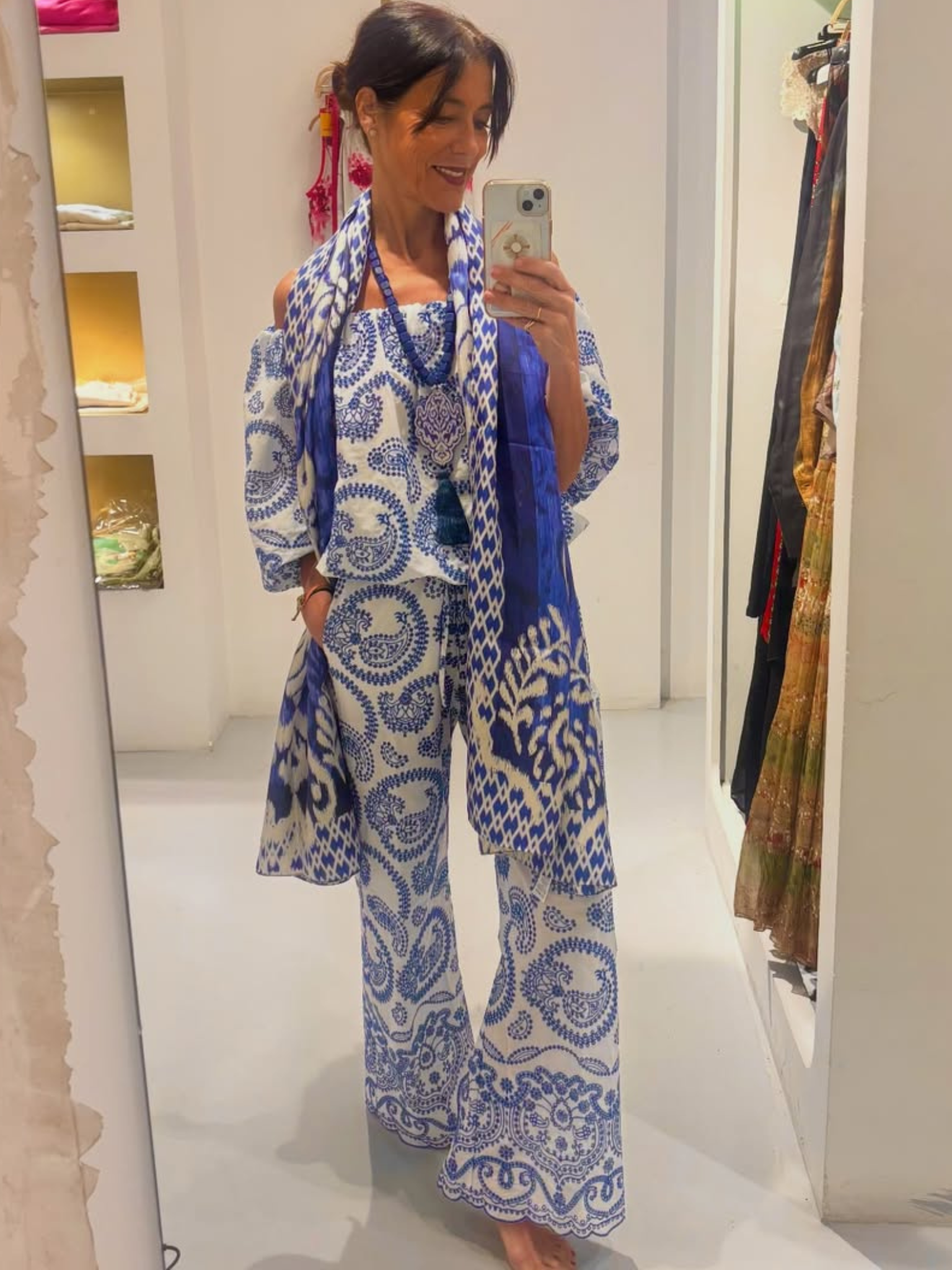 Camisa troquelada azul