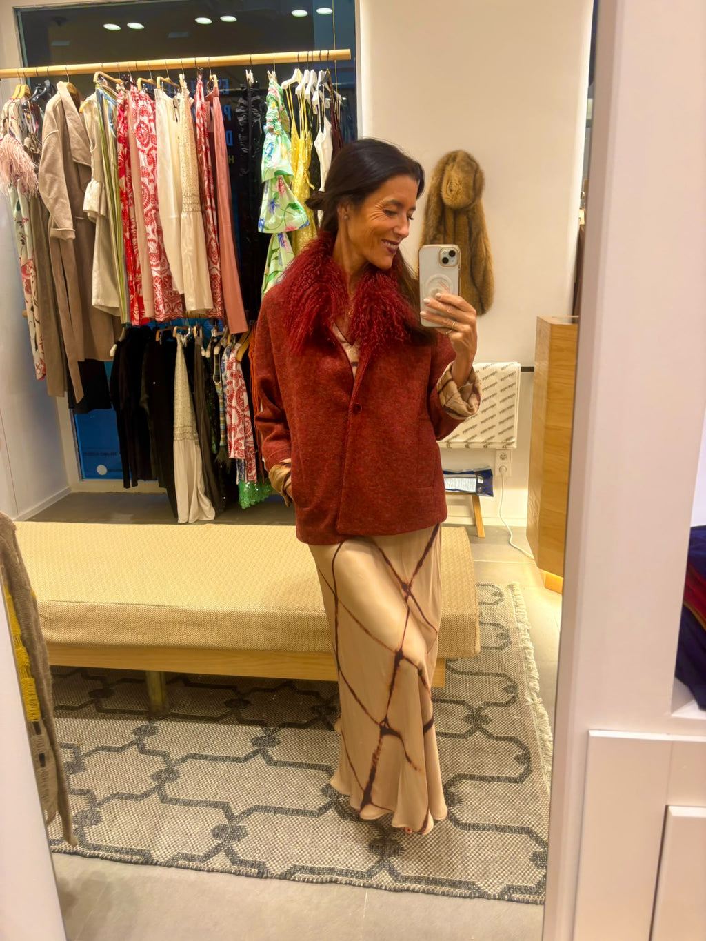 Chaqueta de lana teja