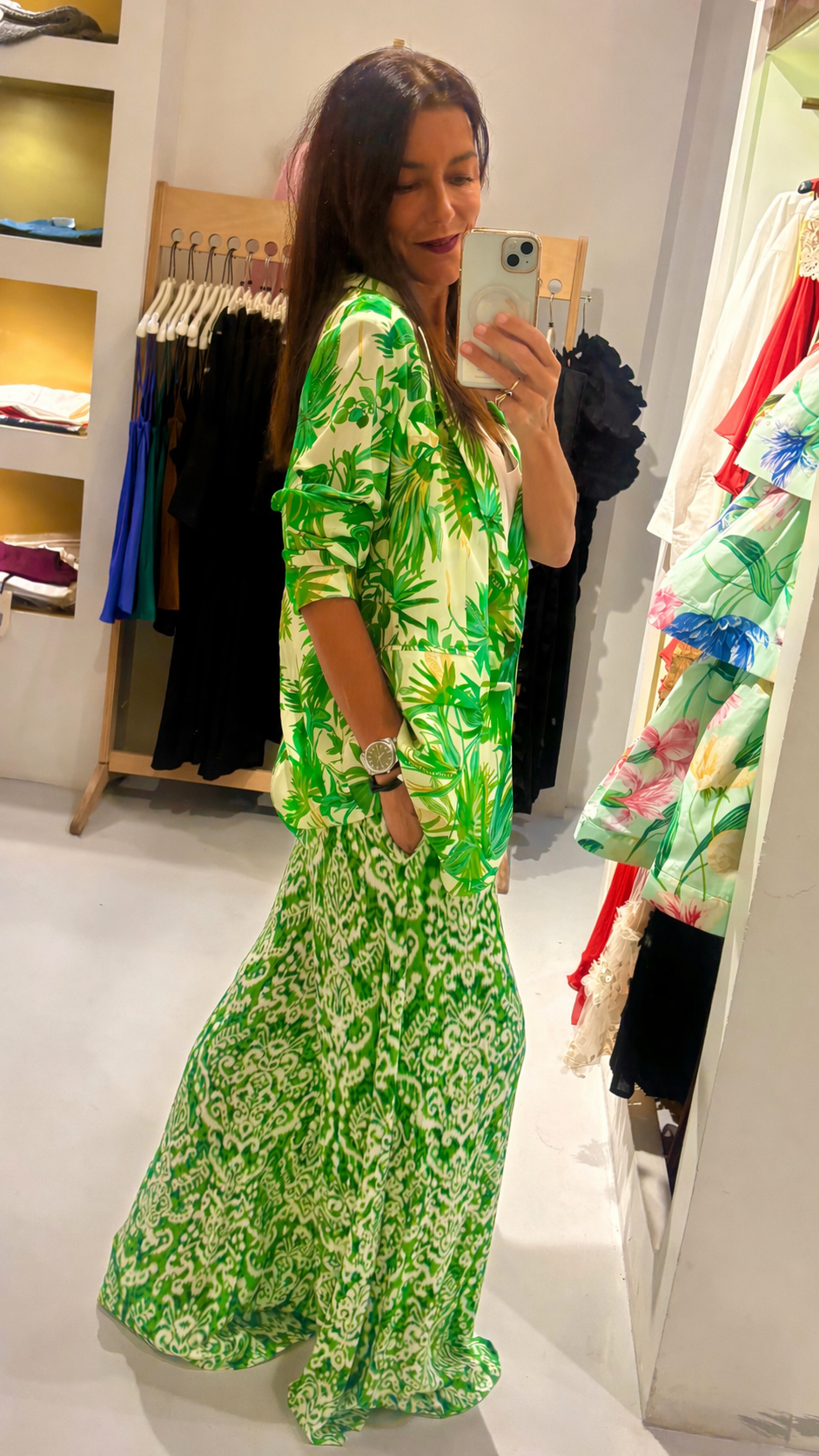 Pantalón ikat verde