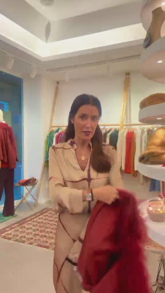 Chaqueta de lana teja